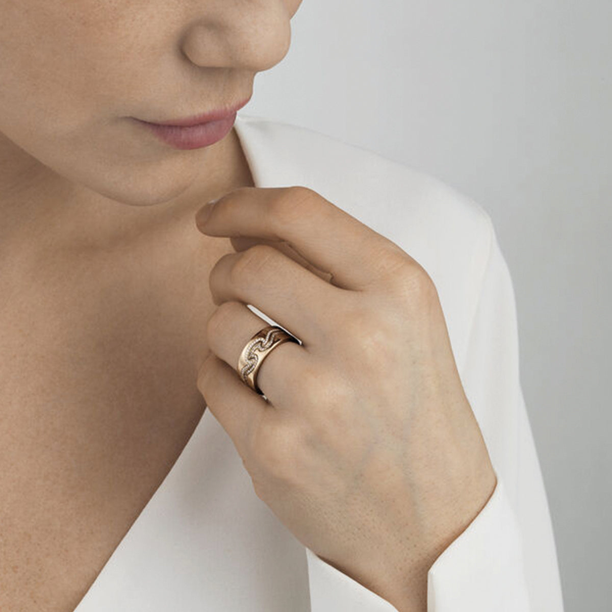 Georg Jensen 18ct. Rose Gold Diamond Fusion End Ring