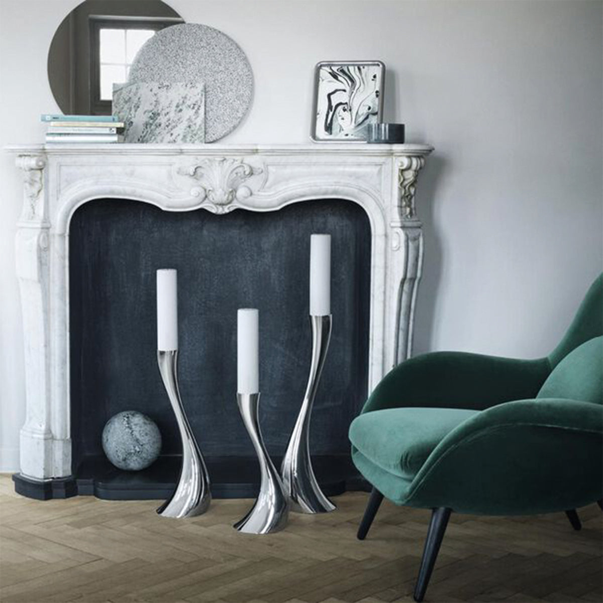 Georg Jensen Stainless Steel Cobra Floor Candle Holder