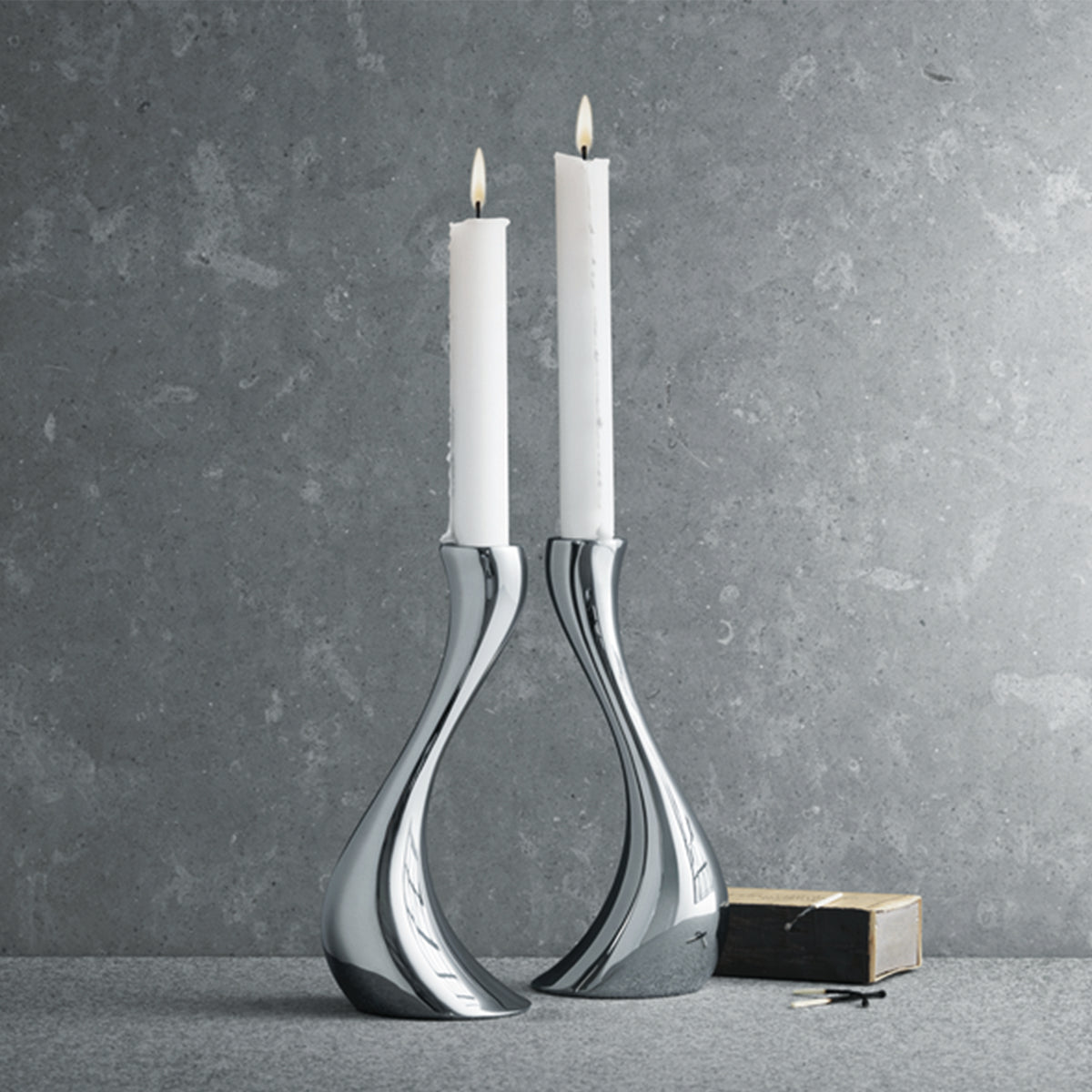 Georg Jensen Stainless Steel Cobra Medium Candle Holder