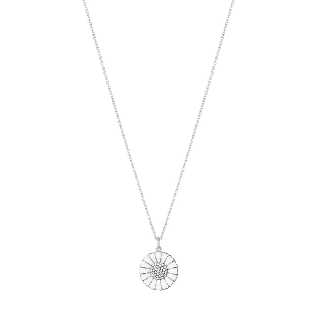 Georg Jensen Silver Diamond Daisy Necklace