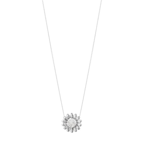 Georg Jensen Silver Diamond Sunflower Necklace