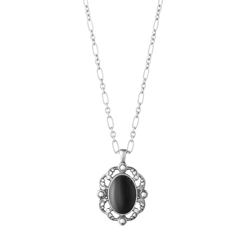Georg Jensen Silver Black Onyx Heritage Necklace