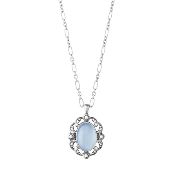 Georg Jensen Silver Blue Chalcedony Heritage Necklace