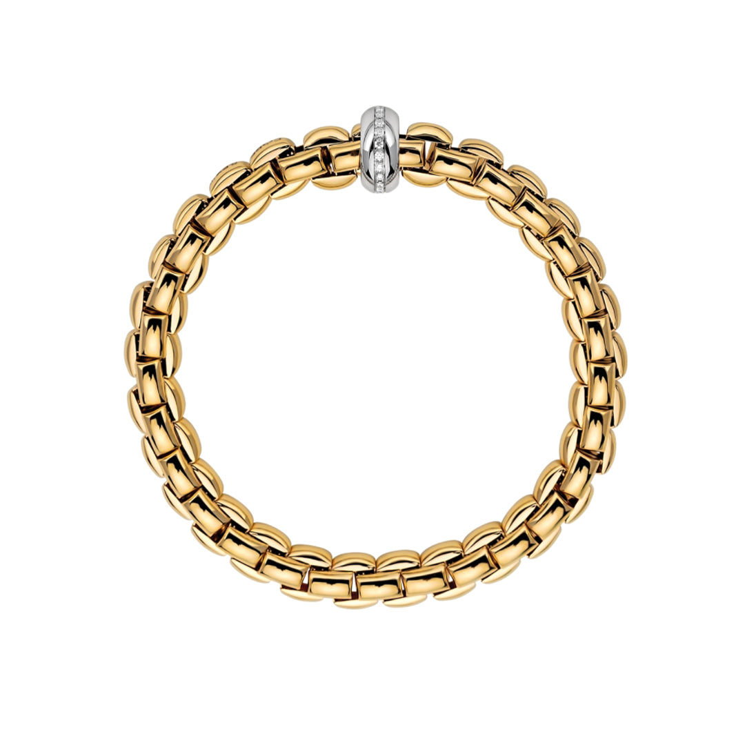Fope Eka 18ct Yellow Gold 0.19ct Diamond Bracelet