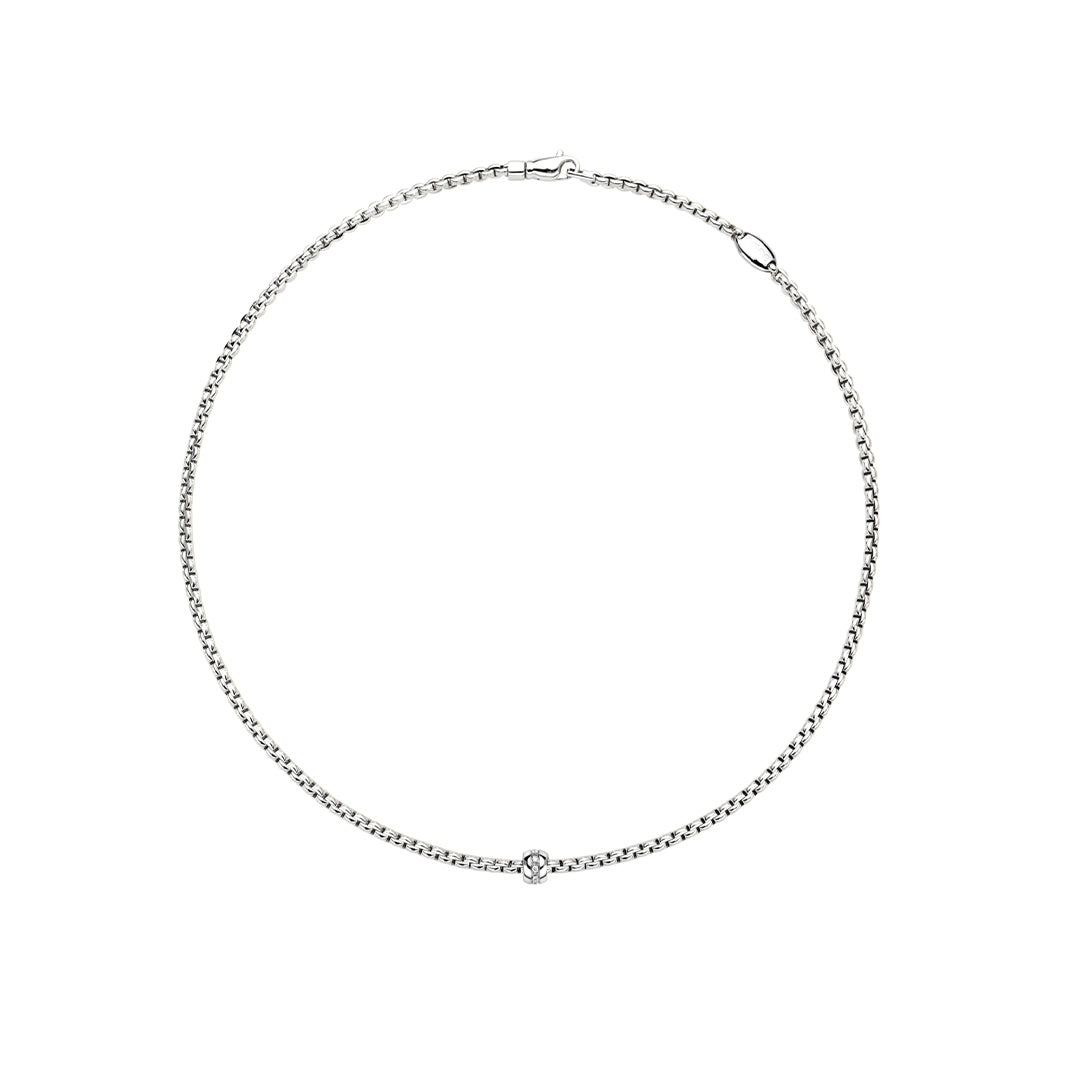 Fope Eka Tiny 18ct White Gold Diamond Necklace
