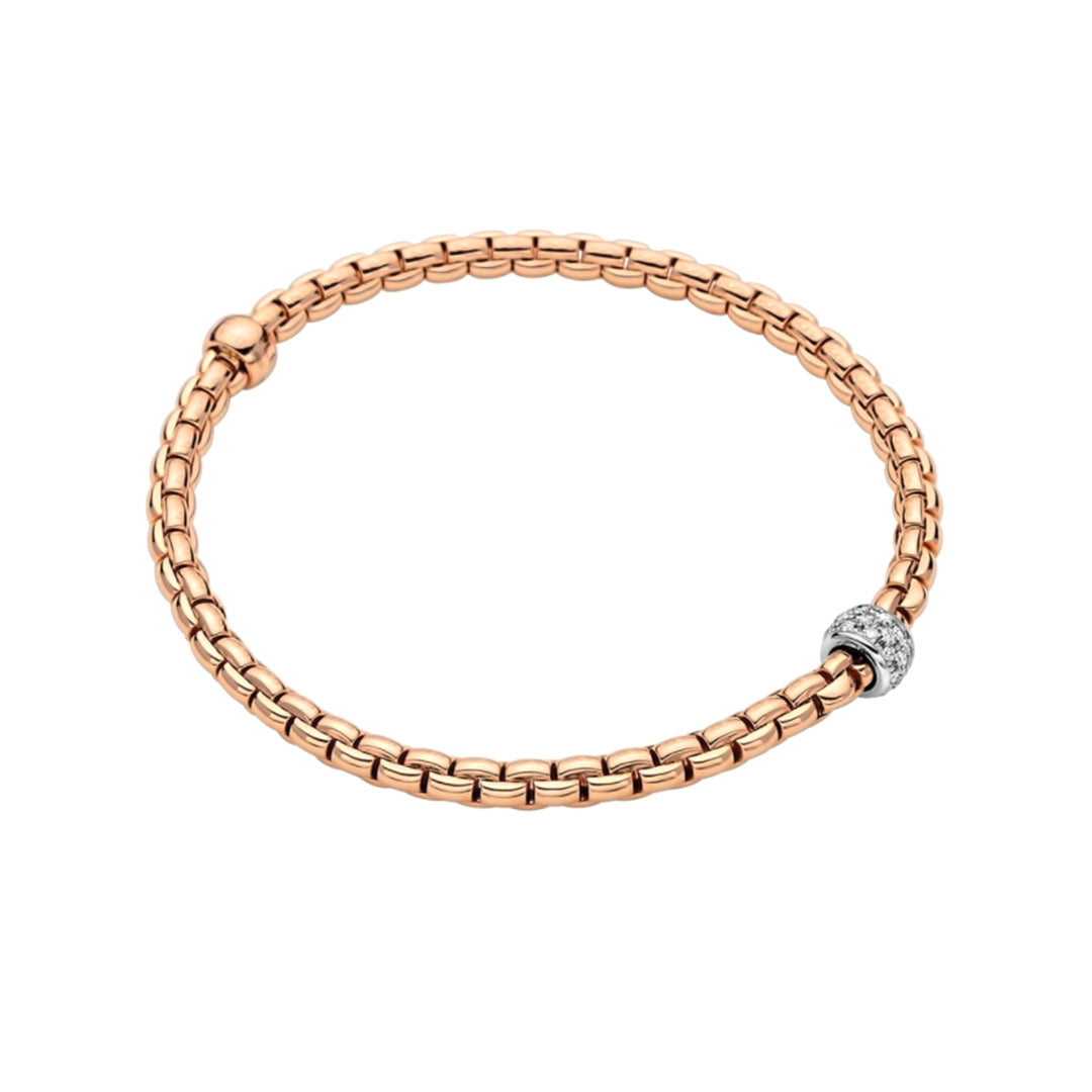 Fope 18ct Rose Gold Eka Tiny Diamond Pave' Bracelet
