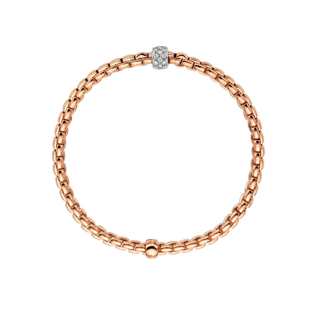 Fope 18ct Rose Gold Eka Tiny Diamond Pave' Bracelet