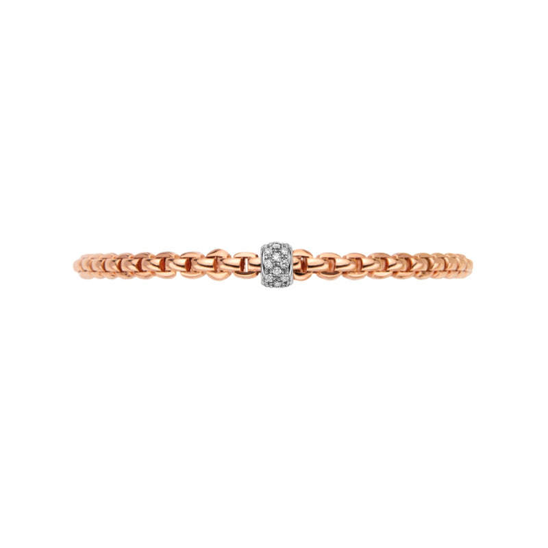 Fope 18ct Rose Gold Eka Tiny Diamond Pave' Bracelet