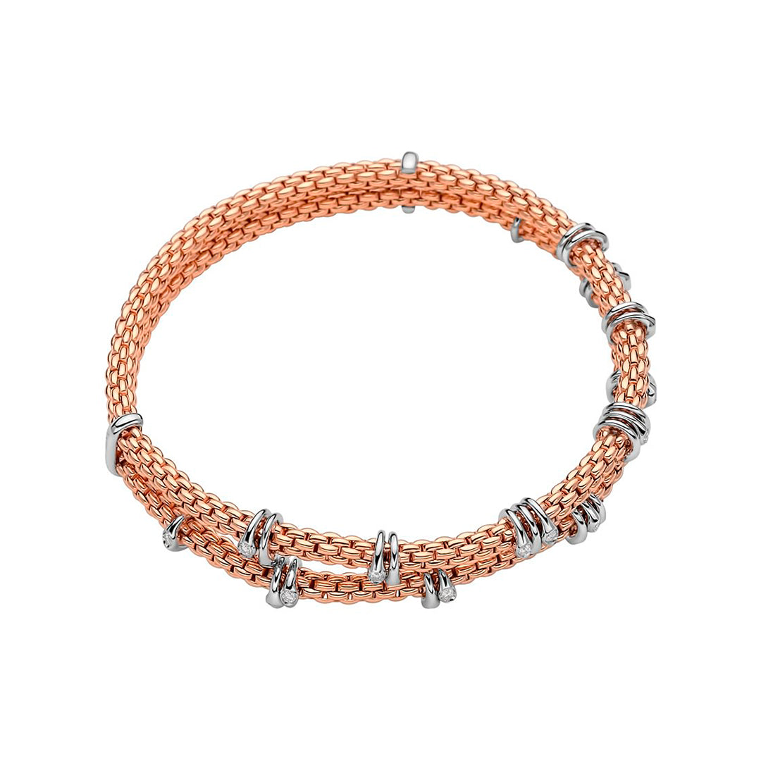 Fope Prima Flex'it 18ct Rose Gold and Diamond Bracelet