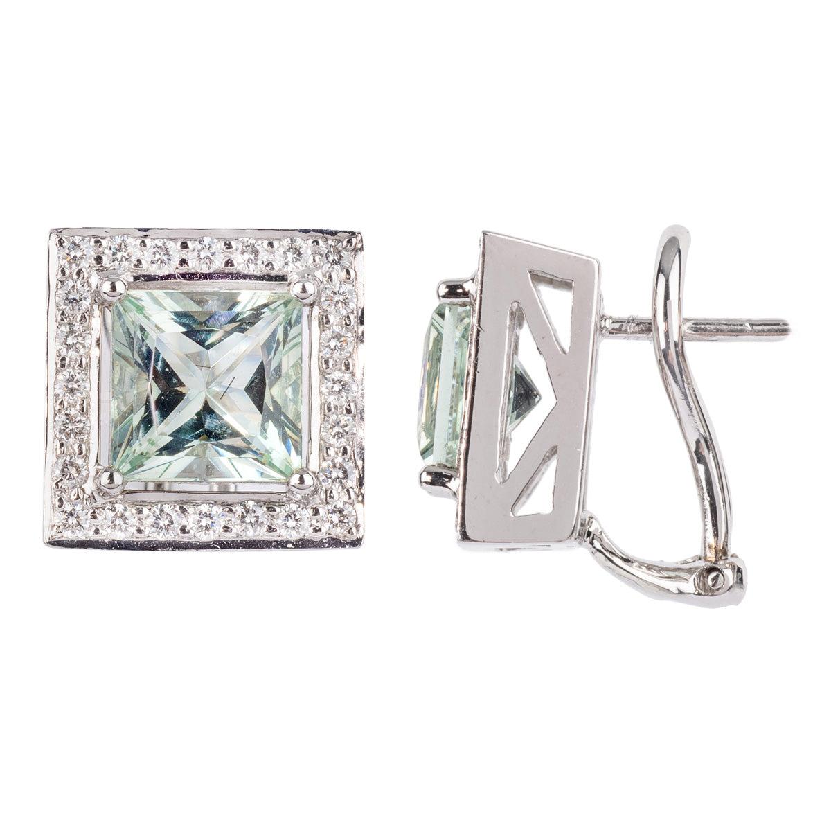 Bradleys Green Beryl and Diamond Earrings
