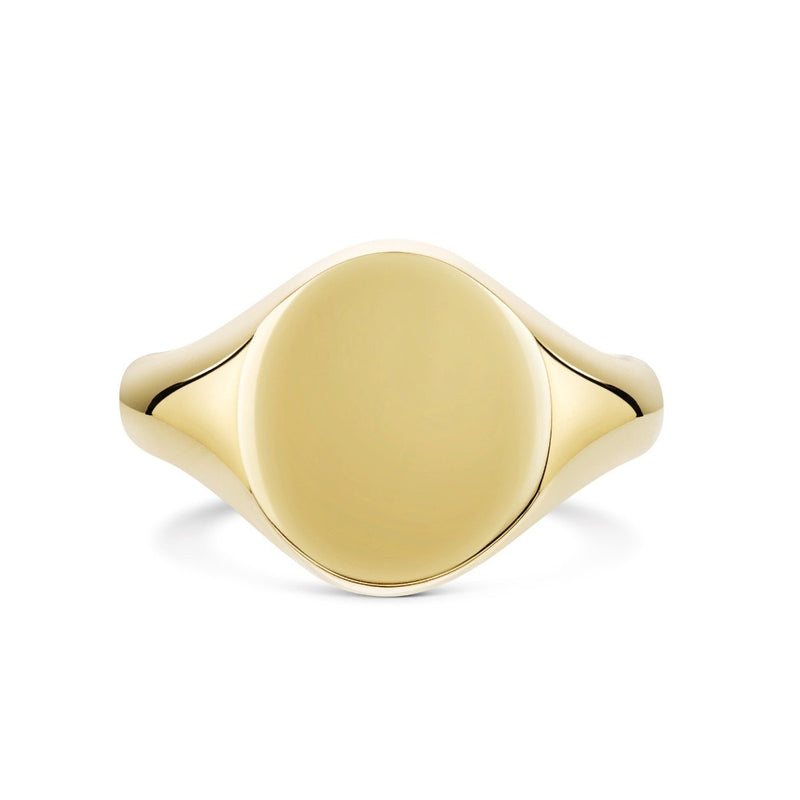 9k Yellow Gold Oxford Oval 14x12mm Signet Ring