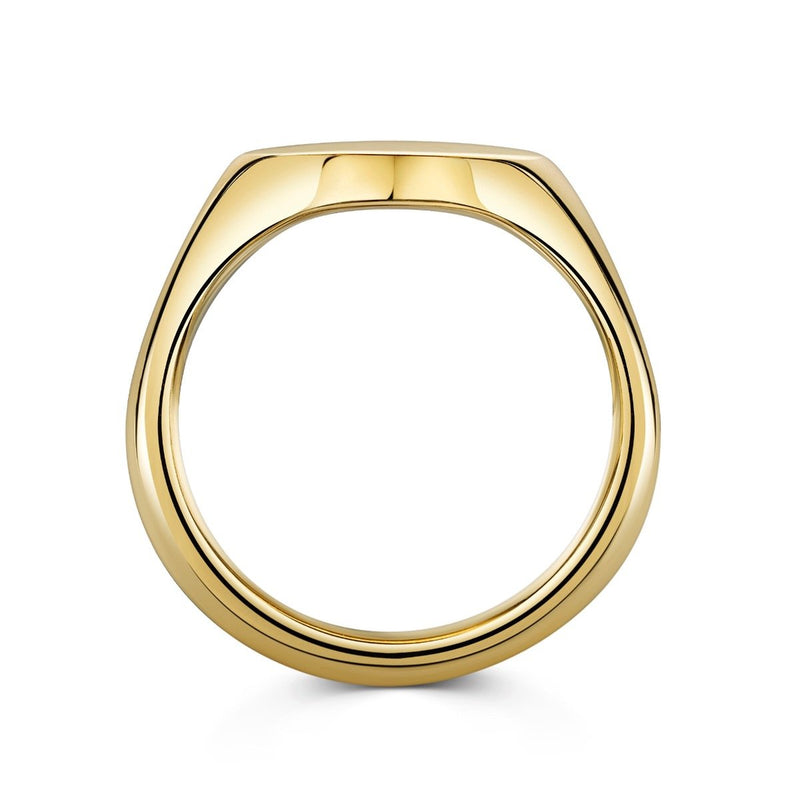 9k Yellow Gold Oxford Oval 14x12mm Signet Ring side angle