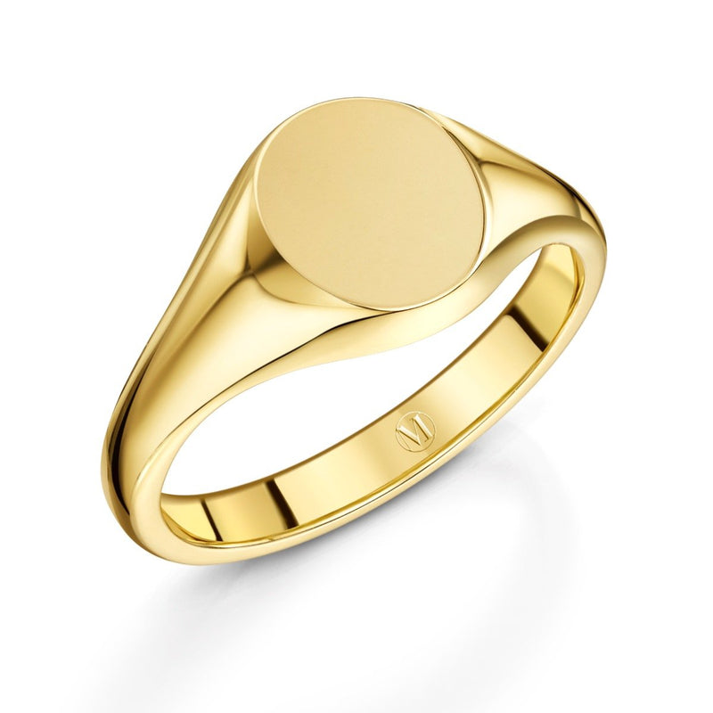 9k Yellow Gold Oxford Oval Signet Ring
