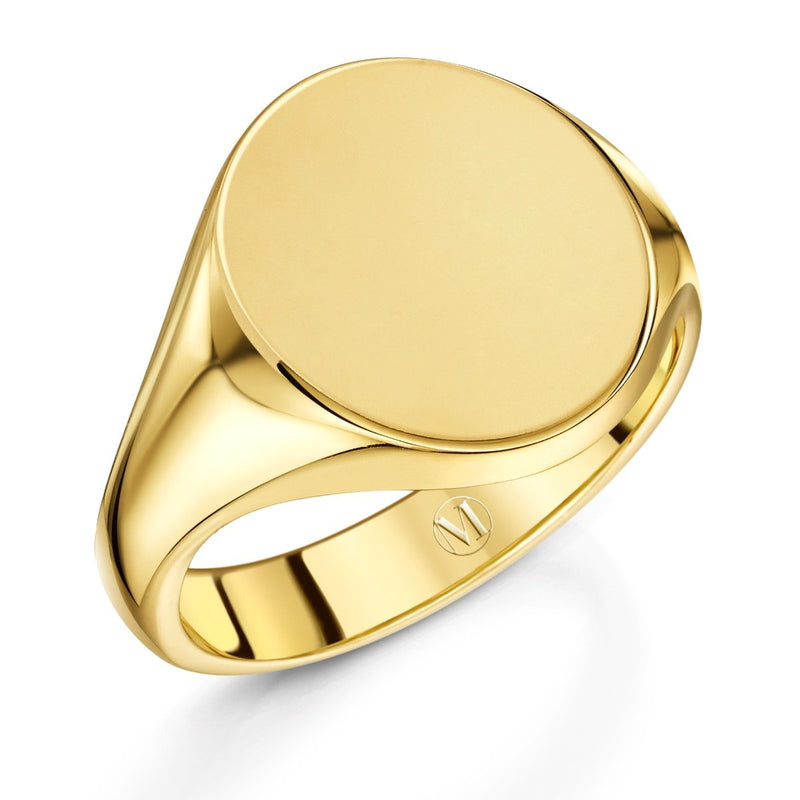 9k Yellow gold Oxford Oval  Signet Ring