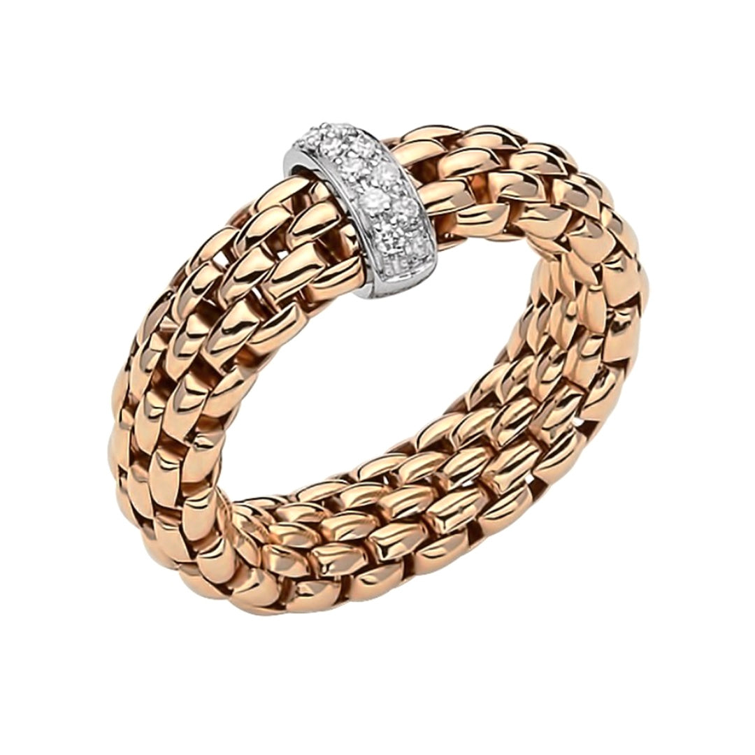 Fope 18ct Rose & White Gold Flex'it Vendome Ring M