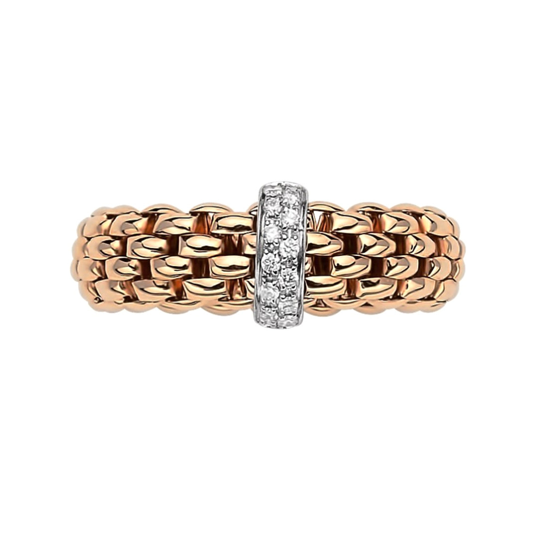 Fope 18ct Rose & White Gold Flex'it Vendome Ring M
