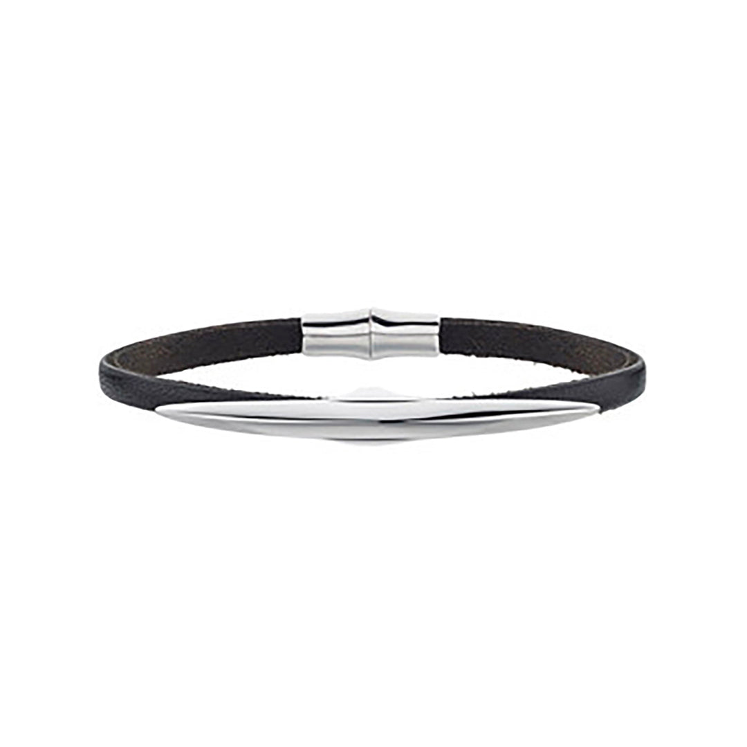 Shaun Leane Arc Sterling Silver Black Leather Wrap Bracelet