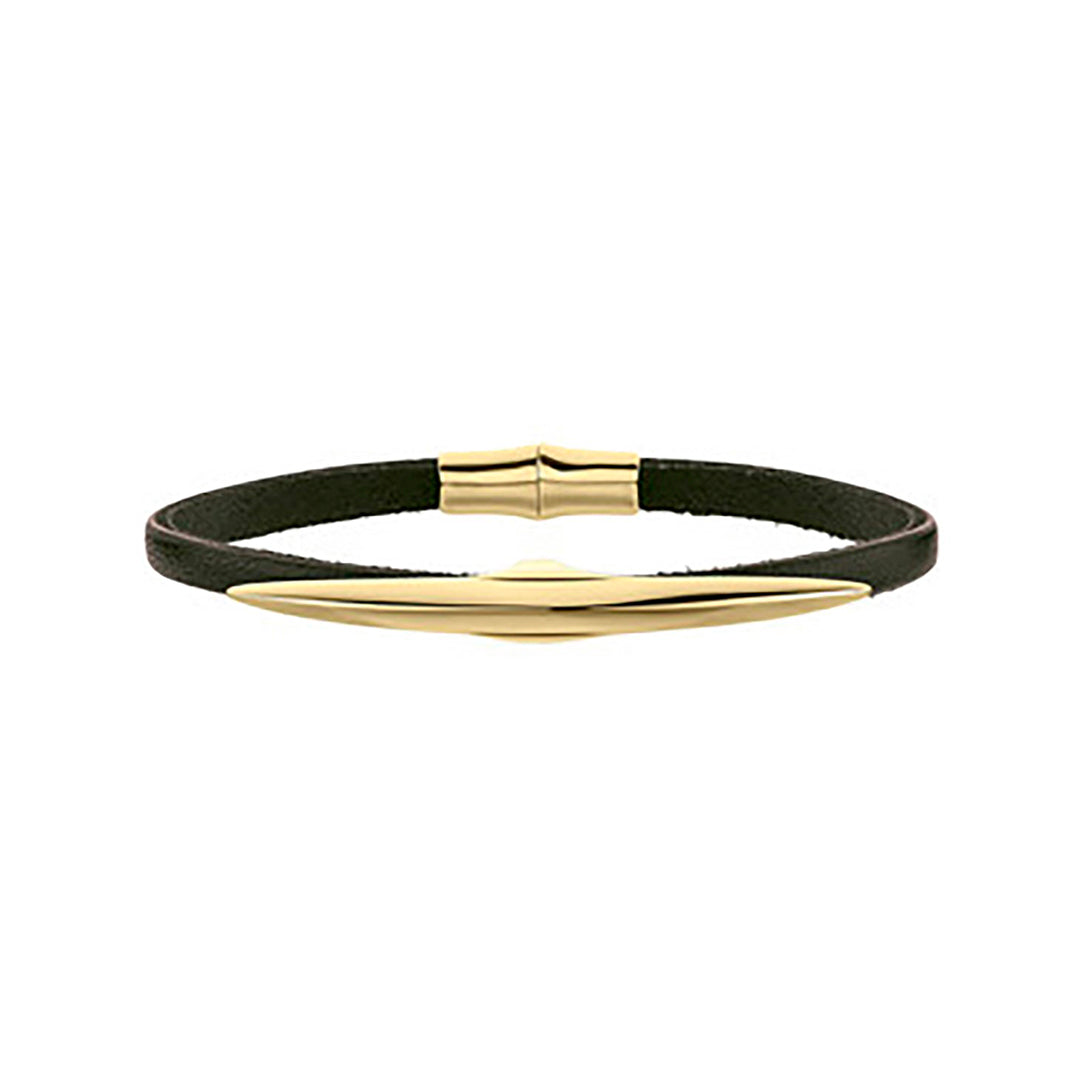 Shaun Leane Arc Yellow Gold Vermeil Brown Leather Wrap Bracelet