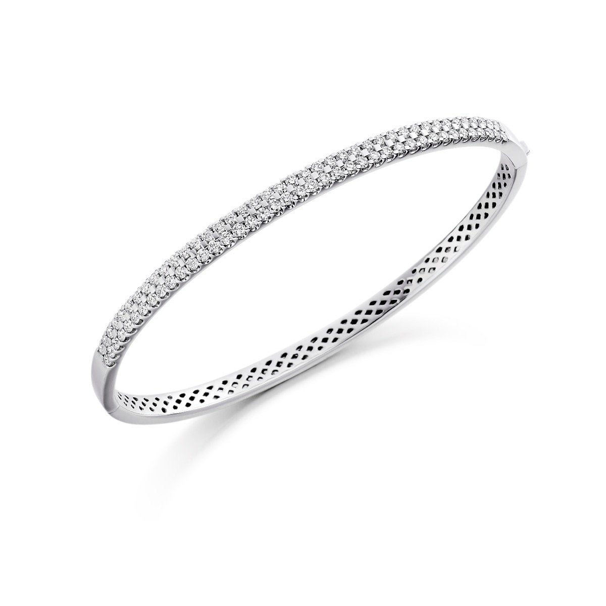 white gold two row diamond bangle