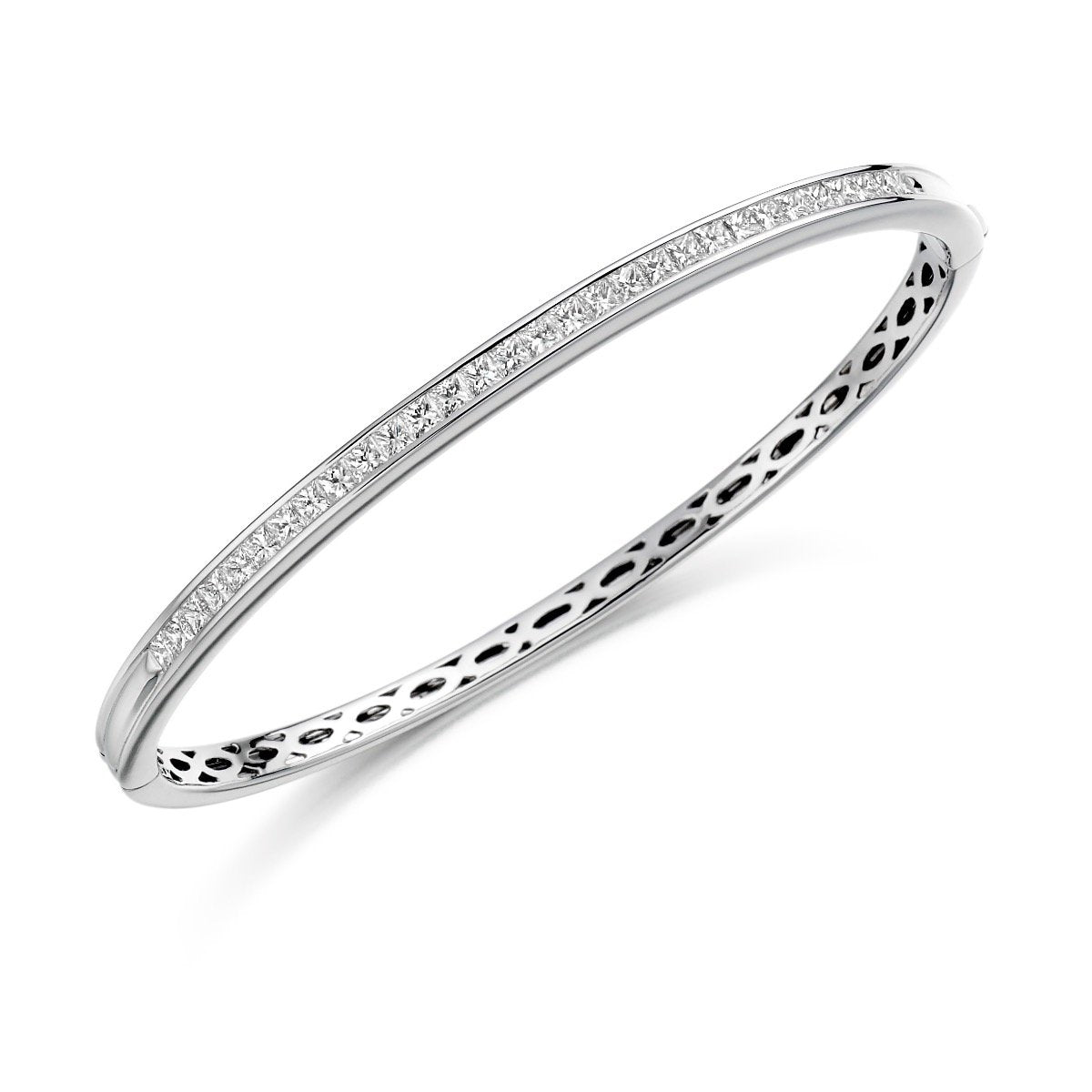 white gold princess cut diamond bangle
