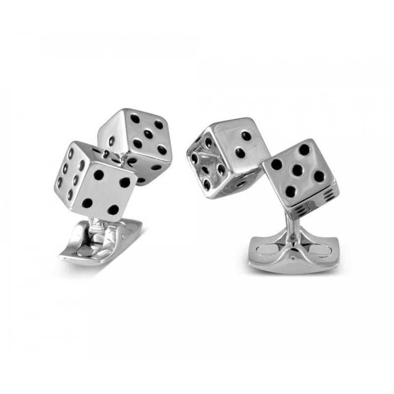 Deakin & Francis Double Dice White Rhodium Plated Cufflinks