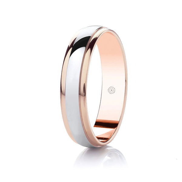 Men's white and hot sale rose gold wedding band