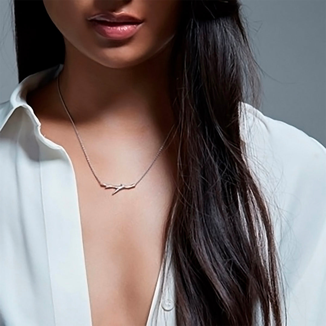 Shaun Leane Cherry Blossom Sterling Silver Branch Diamond Necklace