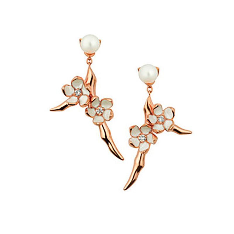 Shaun Leane Cherry Blossom Rose Gold Vermeil Diamond Drop Earrings