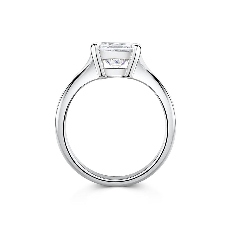 side angle princess cut solitaire engagement ring