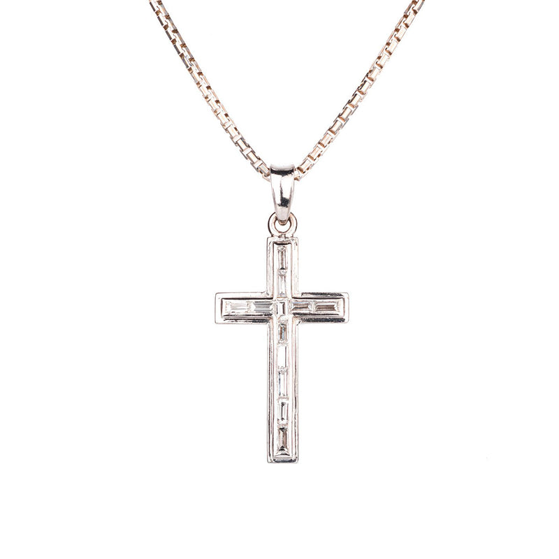 Pre-Owned Diamond and White Gold Crucifix
