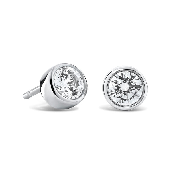 Brown and Newirth White Gold Diamond Stud Earrings