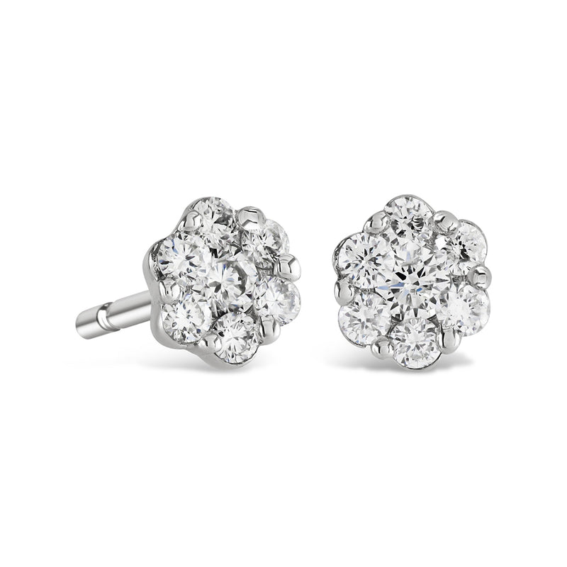 Brown and Newirth White Gold Diamond Cluster Stud Earrings