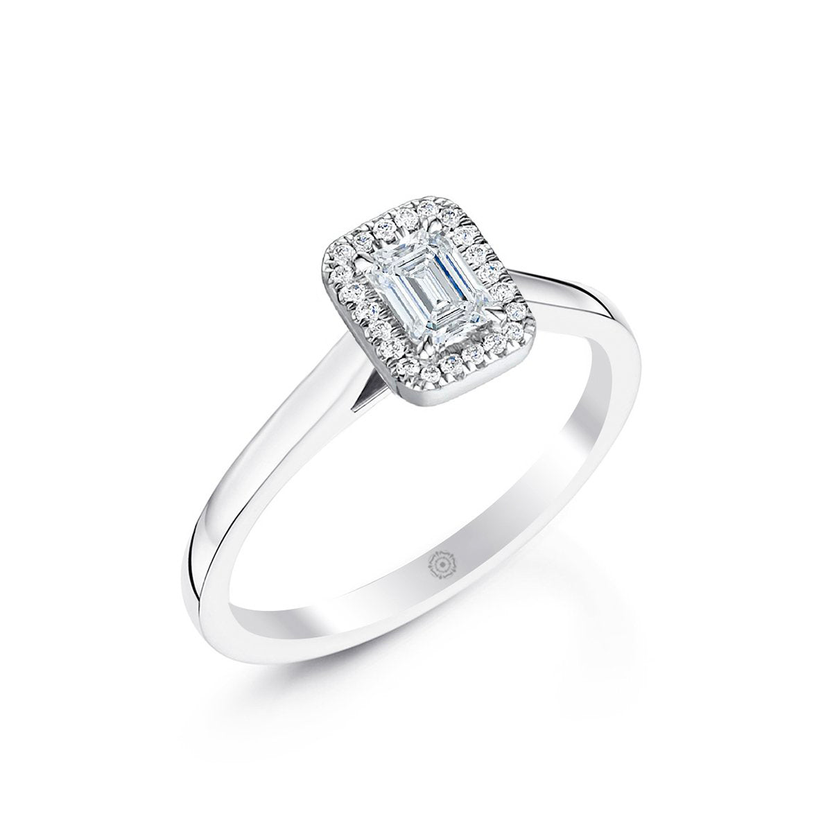 Emerald Cut Halo Engagement Ring