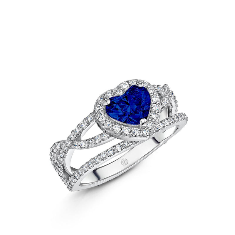 Heart Unlocked Blue Sapphire Engagement Ring
