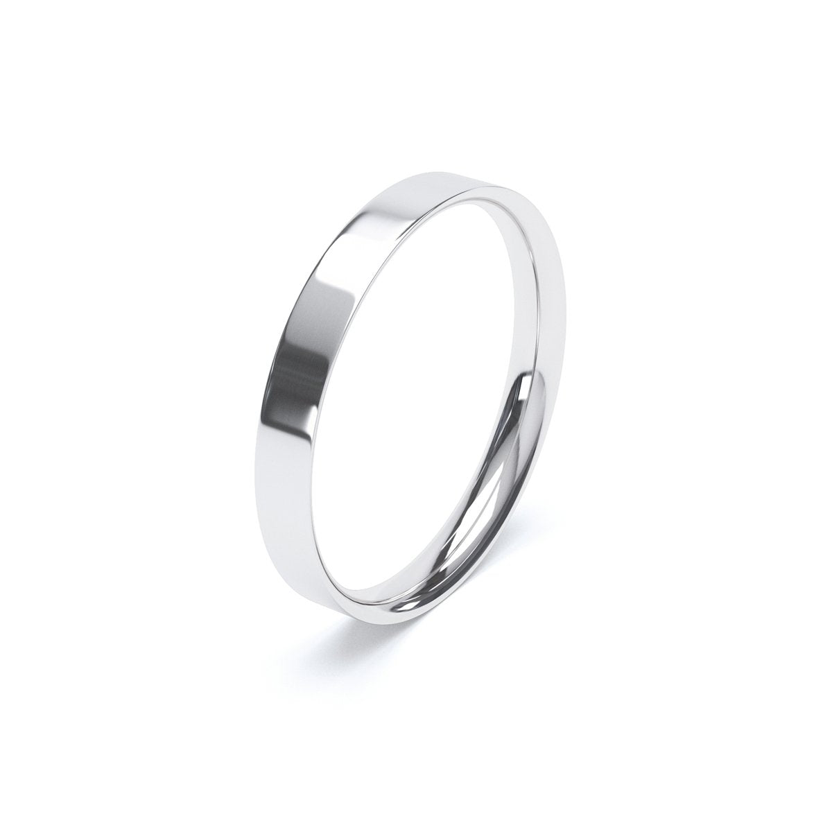 other angle flat court ladies platinum wedding band 