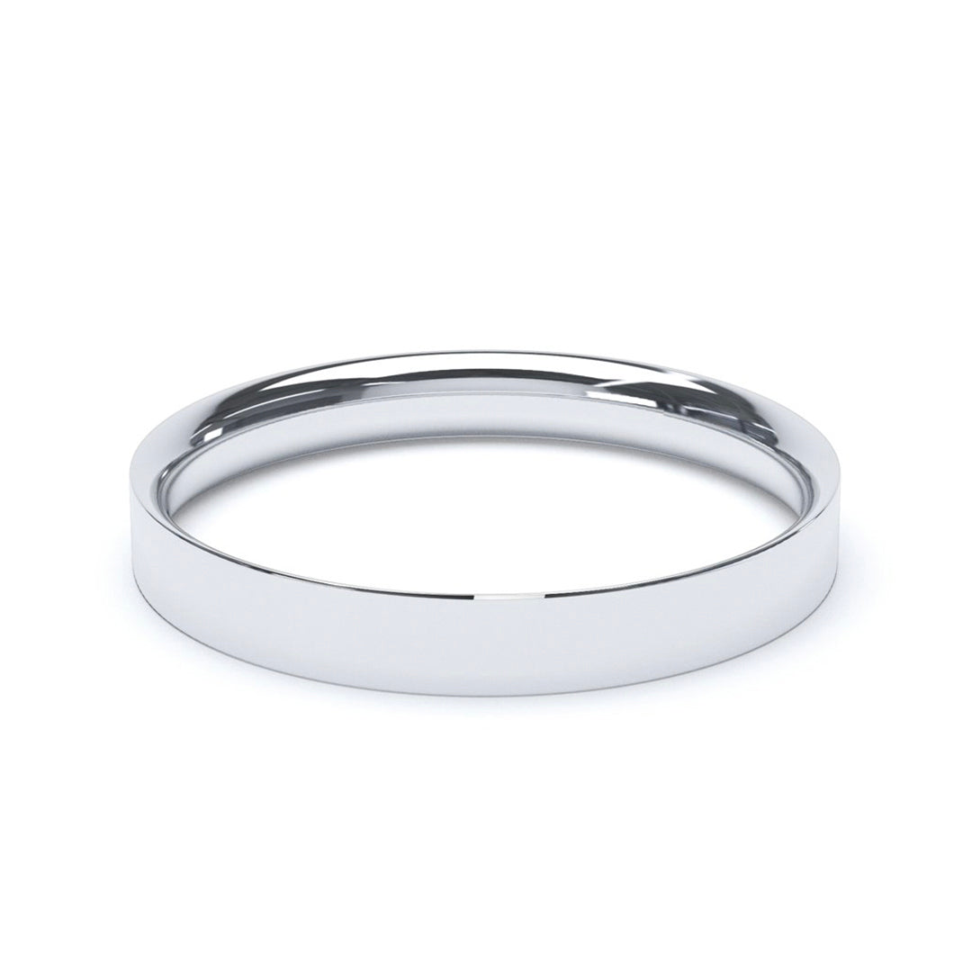 3.0mm Platinum Flat Court Wedding Band