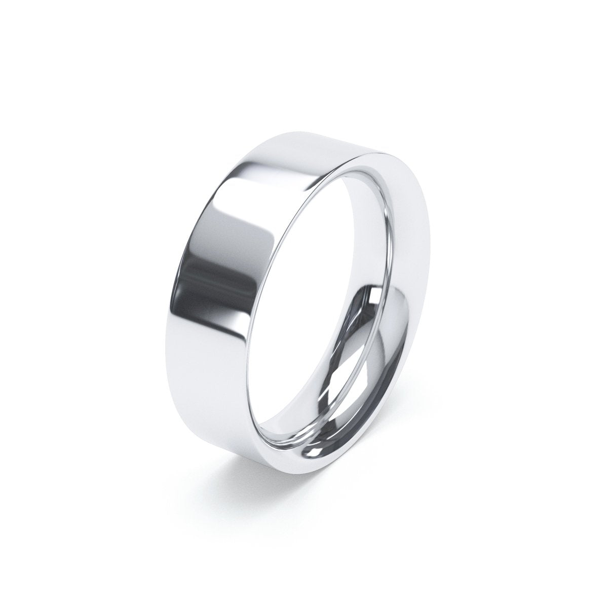 6mm platinum flat court wedding band