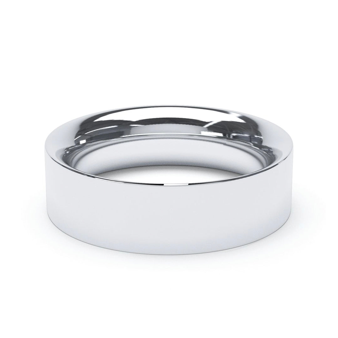 6.0mm Platinum Flat Court Wedding Band