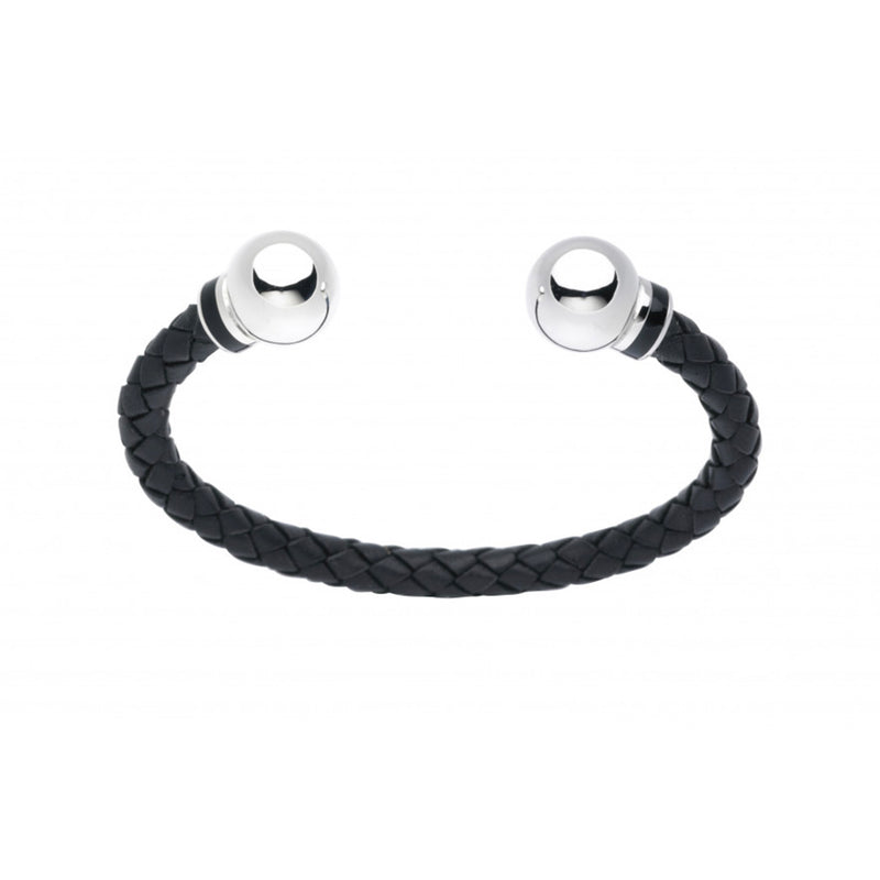 Deakin & Francis Leather Bangle with Silver Beads