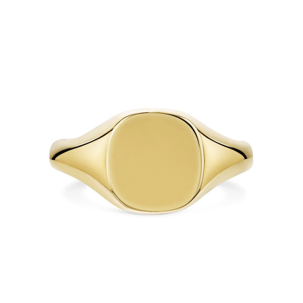 Gold Oxford Cushion 11x10mm Signet Ring