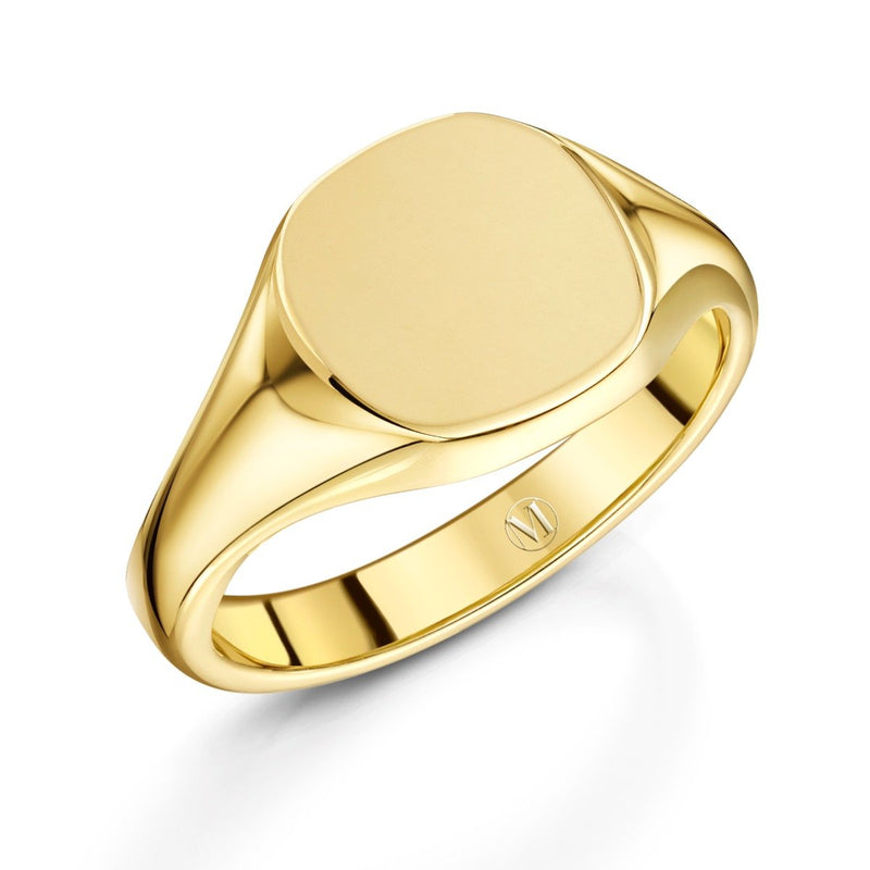 gold cushion shaped signet ring