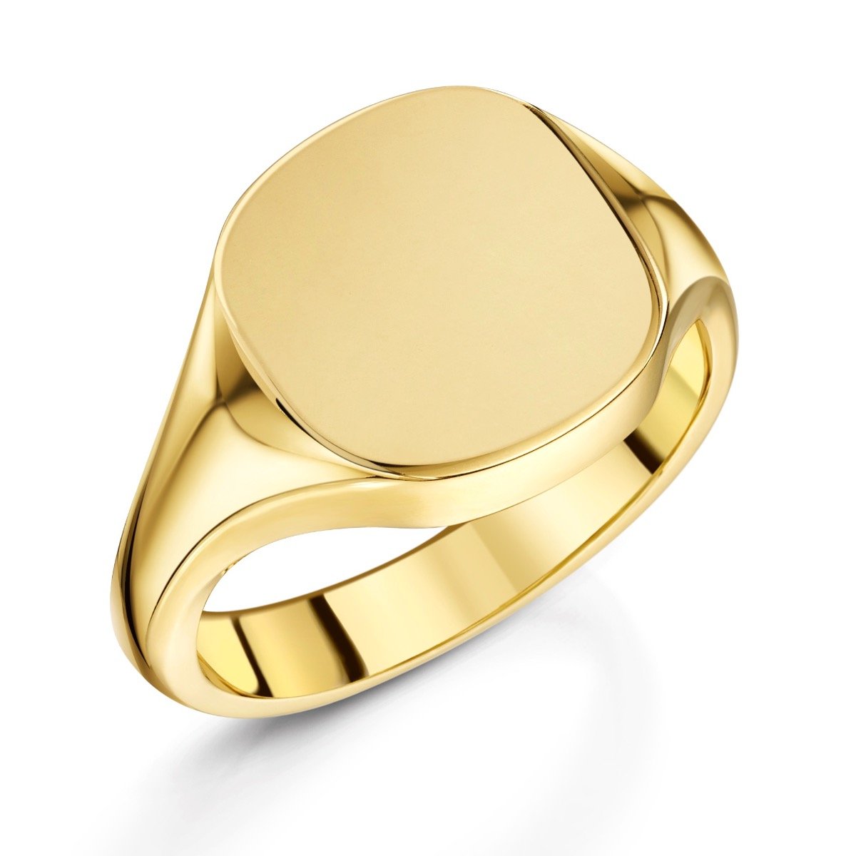 Gold Oxford Cushion 13x12mm Signet Ring