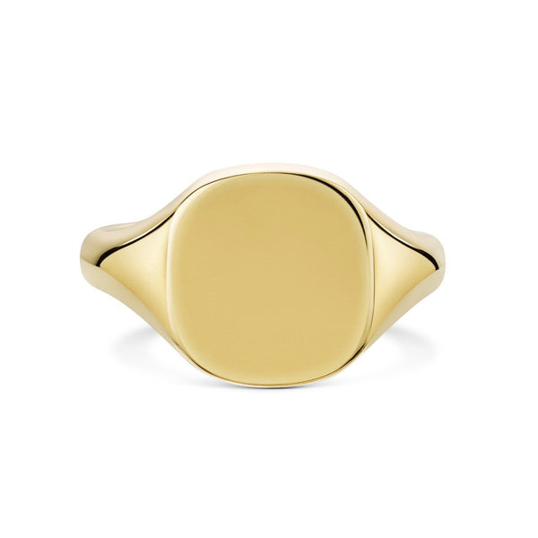 Gold Oxford Cushion 13x12mm Signet Ring