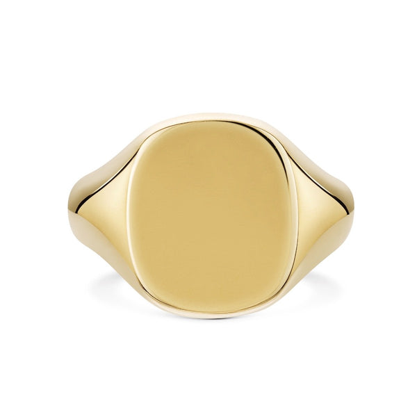 Gold Oxford Cushion 15x13mm Signet Ring