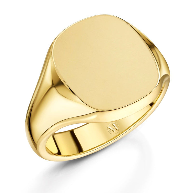 Gold Cushion  Signet Ring