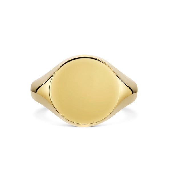 Gold Oxford Round Signet Ring