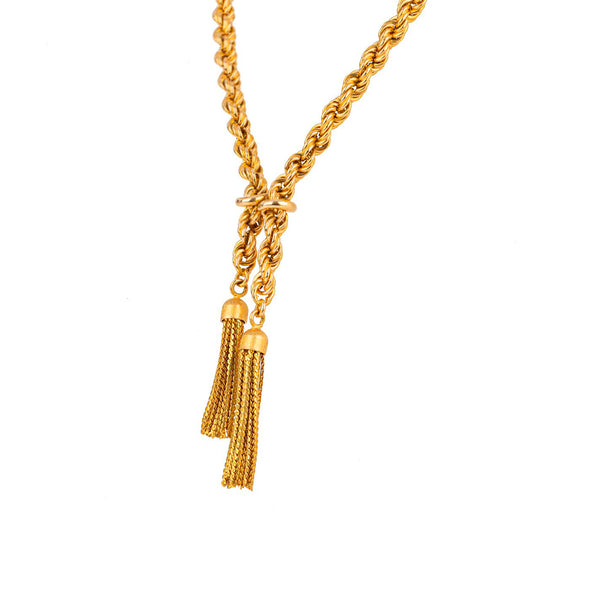 Pre-Owned Gold Tassel and Rope Necklace
