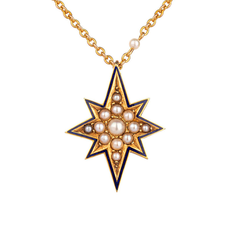 Pre-Owned Gold and Pearl Star Pendant