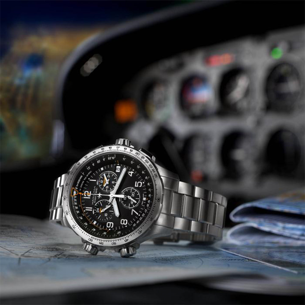 Hamilton Khaki X-Wind Quartz Movement Black Dial Men's Watch