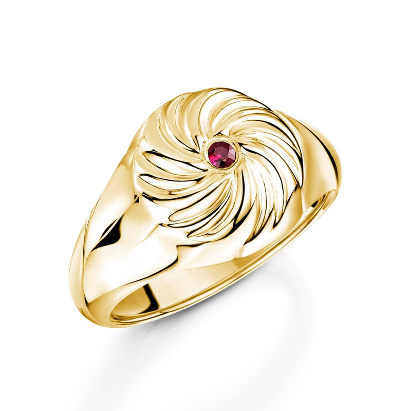 gold signet with ruby